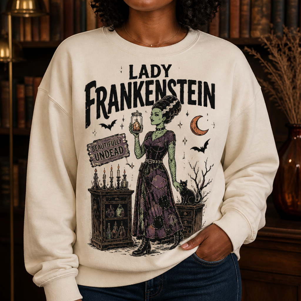Beautifully Undead Lady Frankenstein Sweatshirt – Vintage Gothic Halloween Sweater, Spooky Witchy Gift for Her hero-6a8e4d1b6874ebd7ebdd710e.png