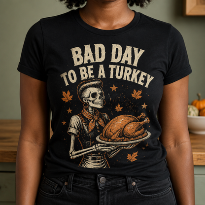Bad Day to Be a Turkey – T-shirt – Funny Vintage, Halloween, Thanksgiving Gift hero-6a8e70d8094e3955c9e9f754.png