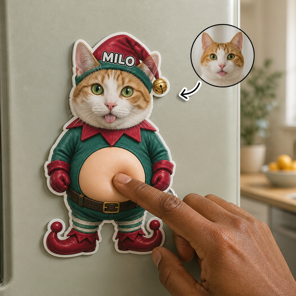 Custom Pet Photo Elf Belly Magnet with Name – Funny Personalized Cat Squishy Belly Christmas Gift hero-6a8e98bfb3f97f2aa7a211e7.png