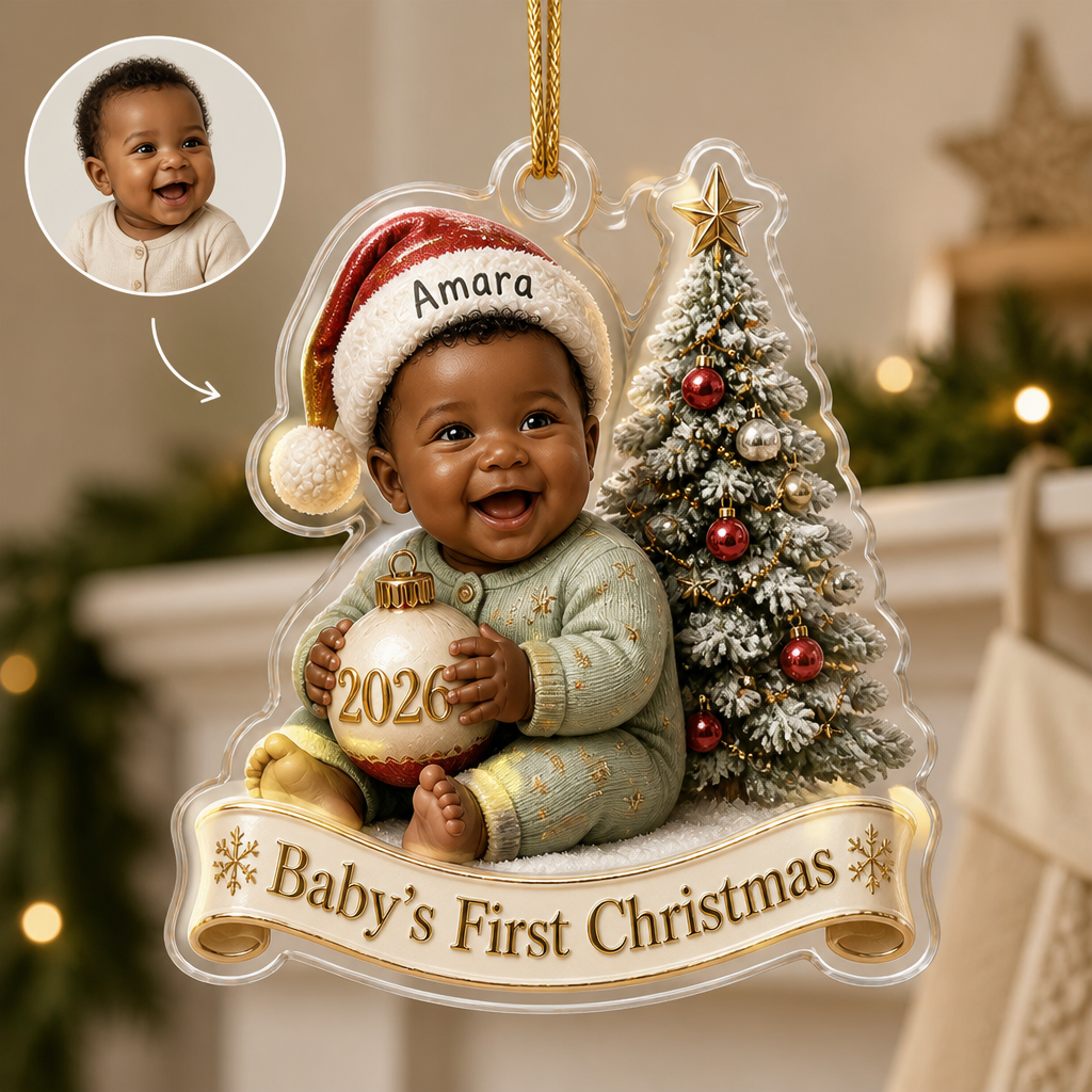 Baby's First Christmas – Personalized Photo Transparent Acrylic Ornament – Christmas Gift For Baby hero-6a8eb8912dde0c20e57c7250.png
