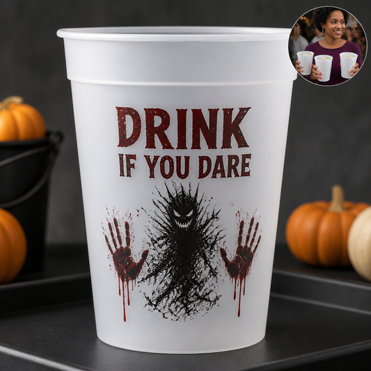 Drink If You Dare – Personalized Plastic Frosted Water Cup – Dark Halloween Gift hero-6a8ebf208e0b24d1aeebe9c1.png
