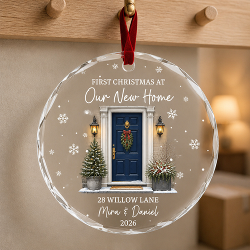 First Christmas At – Personalized Crystal Ornament – Christmas Gift hero-6a8f9b2376a820672521f641.png
