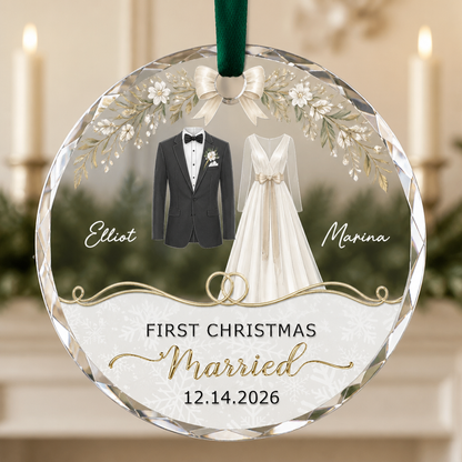 FIRST CHRISTMAS Married – Personalized Crystal Ornament – Christmas Gift For Couple hero-6a8f9cbdd725578c09d8af5f.png