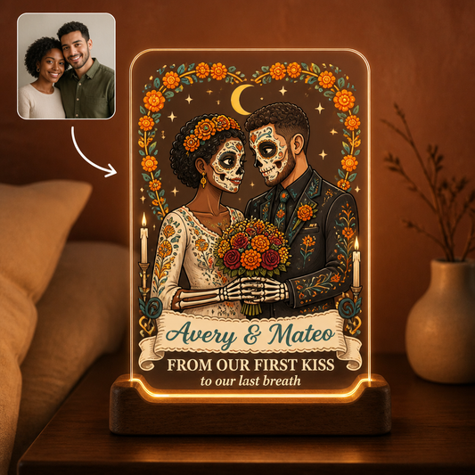 Personalized Day of the Dead Couple Night Light – Custom Photo & Names, “From Our First Kiss to Our Last Breath” Gift hero-6a8fed4c5ece55b627e659b2.png