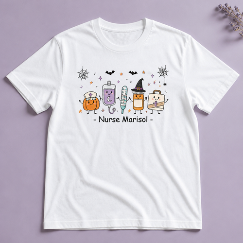 Personalized Halloween Nurse T-Shirt – Custom Name, Cute Spooky Medical Design, Nurse Halloween Gift hero-6a9152b830e71274eb7be451.png