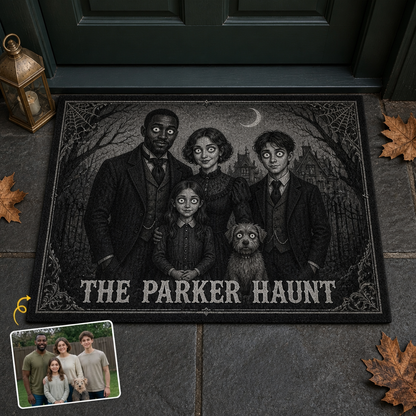 Personalized Family Photo Doormat – Custom Gothic Halloween Portrait Mat, Creepy Victorian Front Door Decor hero-6a923e103a3b40253d055193.png