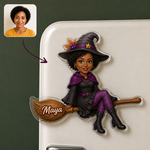 Personalized Witch Girl Fridge Magnet – Custom Photo Halloween Magnet with Name, Cute Broom Riding Witch Kitchen Decor Gift for Daughter, Sister, Best Friend, Kids hero-6a94db91e4a4bd6b1bbfb6c3.png