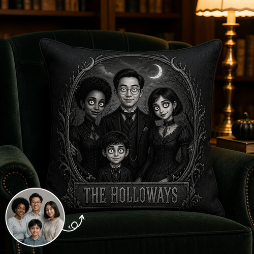 The Holloways Haunted Family Portrait Pillow – Personalized Photo Gothic Halloween Throw Pillow, Custom Spooky Home Decor Gift for Family hero-6a94e5586634ba88d6499e06.png
