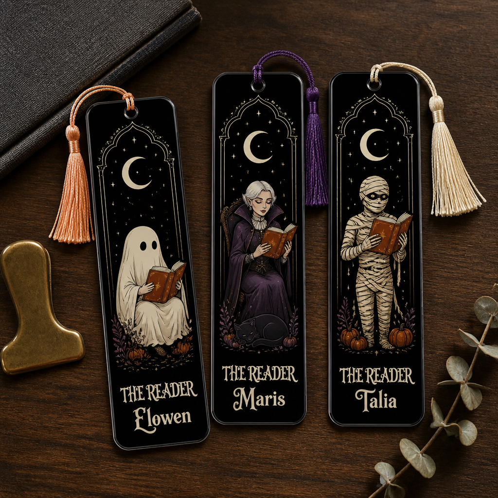 The Reader – Personalized Acrylic Bookmark – Halloween Gift hero-6a953f93966cf20be3538e33.png