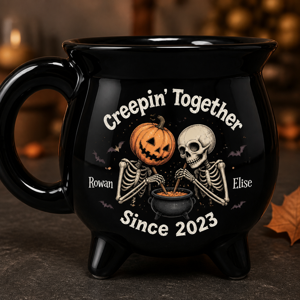 Creepin' Together – Personalized Halloween Black Ceramic Witch Mug – Halloween Spooky Gift for Couples hero-6a95452ce09e3fe103a9e232.png