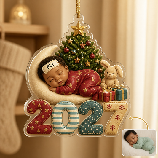 First Christmas Baby Sleeping - Gift For New Mom, Baby - Personalized Custom Shaped Acrylic Ornament hero-6a9556d08e19e4e4189c59e6.png