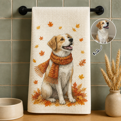 Custom Pet Portrait Fall Kitchen Towel from Photo – Personalized Dog Autumn Tea Towel Gift hero-6a98d4fc34e14064fcd26d02.png