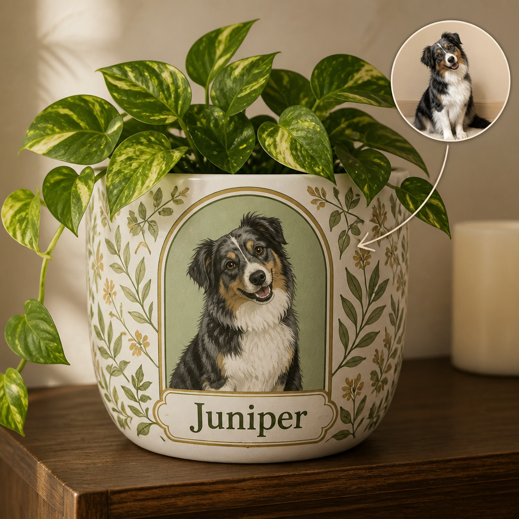 Juniper – Personalized Photo Plant Pot & Vase – Memorial Gift hero-6a98d75634e14064fcd26d0f.png