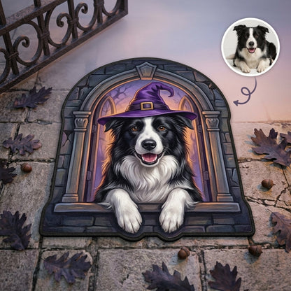 Custom Halloween Pet Photo Doormat – Personalized Witch Hat Dog 3D Arch Door Mat hero-6a98da7034e14064fcd26d1d.jpg