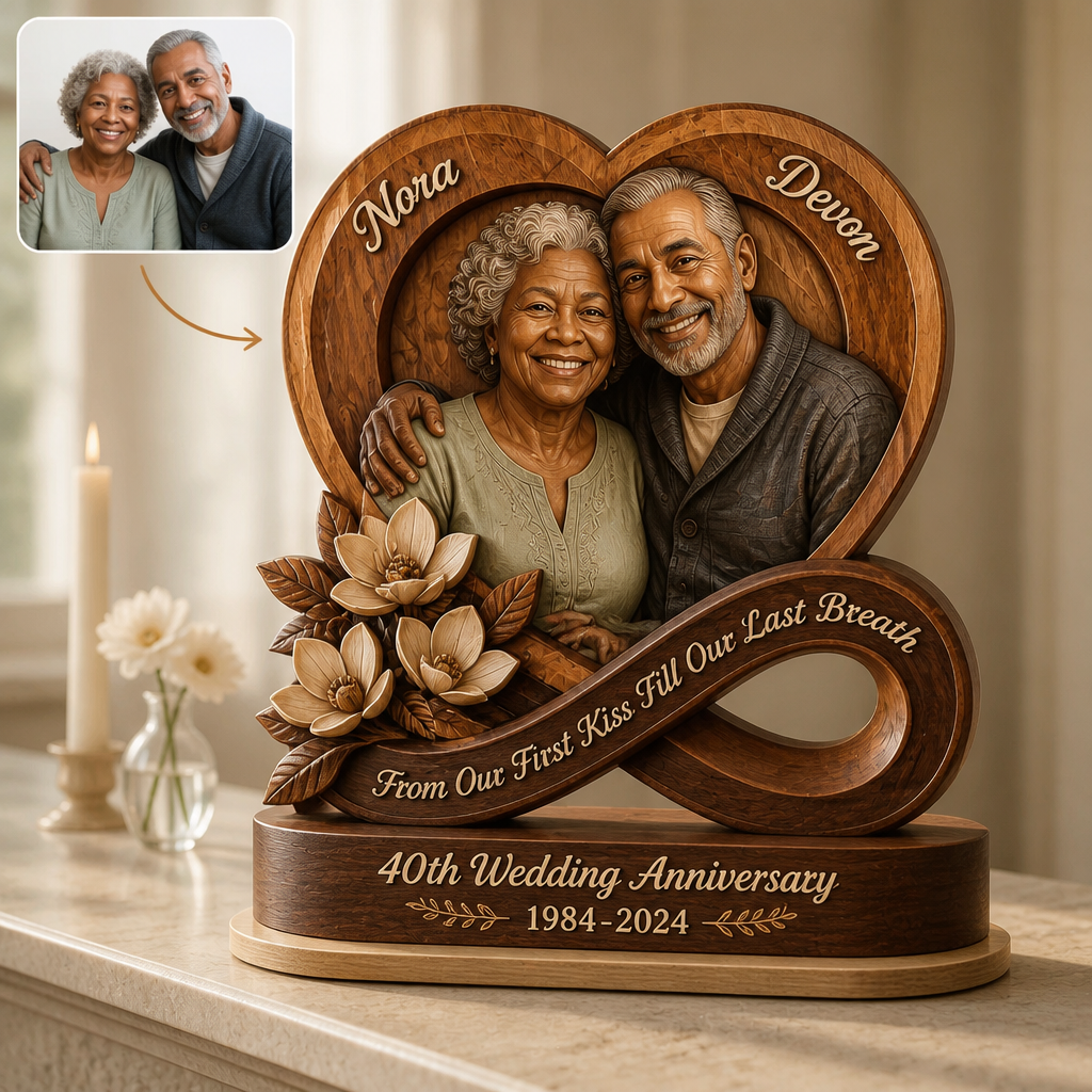 From Our First Kiss to Our Last Breath Personalized Anniversary Plaque – Custom Photo 2-Layer Wooden Keepsake, 40th Wedding Anniversary Gift for Husband & Wife hero-6a993a5123908f3da0ecc69c.png
