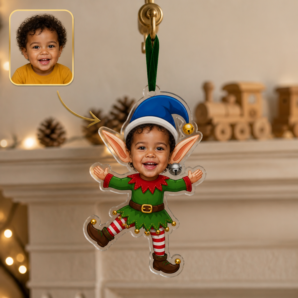 Santa’s Little Sidekick Personalized Baby Elf Ornament – Custom Photo Acrylic Christmas Tree Keepsake, Cute Holiday Gift for Baby & New Parents hero-6a9a3ed5e3c636e0ae909d7d.png