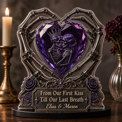 From Our First Kiss – Personalized Photo Custom Shape Acrylic Plaque – Halloween Couple Gift hero-6a9a41e43d48f49df06711c2.png