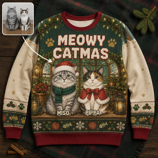 Meowy Catmas – Personalized Photo Ugly Sweatshirt – Christmas Gift hero-6a9a4bddf577b16775fa66a3.png