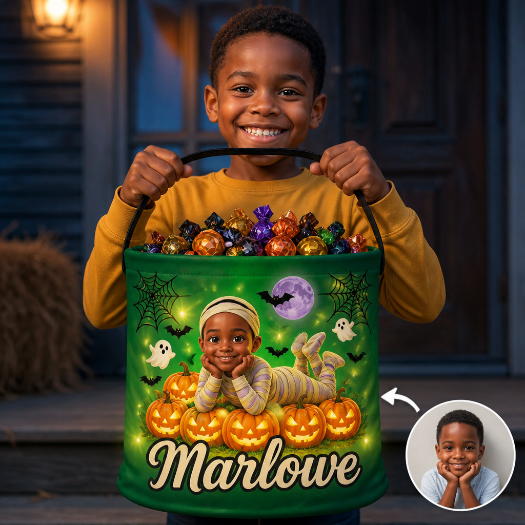 Personalized Halloween LED Bucket Bag – Custom Photo Trick or Treat Bag – Spooky Birthday Gift for Kids hero-6a9b7e7da3125b38d225598c.png