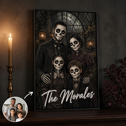 Personalized Halloween Family Canvas – Custom Photo Gothic Skeleton Portrait – Spooky Home Decor Gift hero-6a9b7e94a3125b38d225598e.png