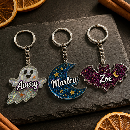 Sparkly Halloween Charms Acrylic Keychain - Custom Halloween Gifts hero-6a9b7edaa3125b38d2255992.png
