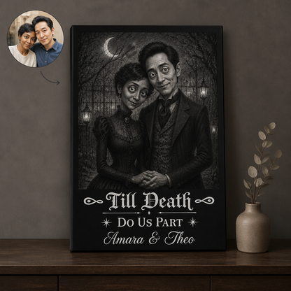 Till Death Do Us Part – Personalized Photo Canvas – HalloweenWedding Gift For Couple hero-6a9b810ca3125b38d225599e.png