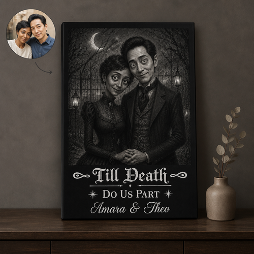 Till Death Do Us Part – Personalized Photo Canvas – HalloweenWedding Gift For Couple hero-6a9b810ca3125b38d225599e.png