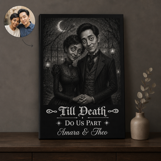 Till Death Do Us Part – Personalized Photo Canvas – HalloweenWedding Gift For Couple hero-6a9b810ca3125b38d225599e.png