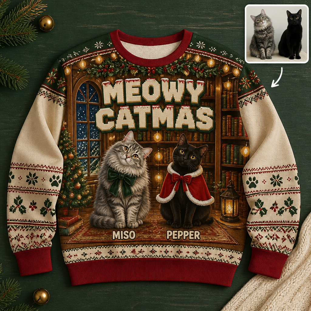 Meowy Catmas – Personalized Photo Ugly Sweatshirt – Christmas Gift hero-6a9e2bfef07582652aff5d03.png