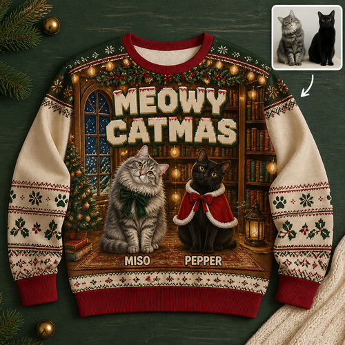 Meowy Catmas – Personalized Photo Ugly Sweatshirt – Christmas Gift hero-6a9e2bfef07582652aff5d03.png