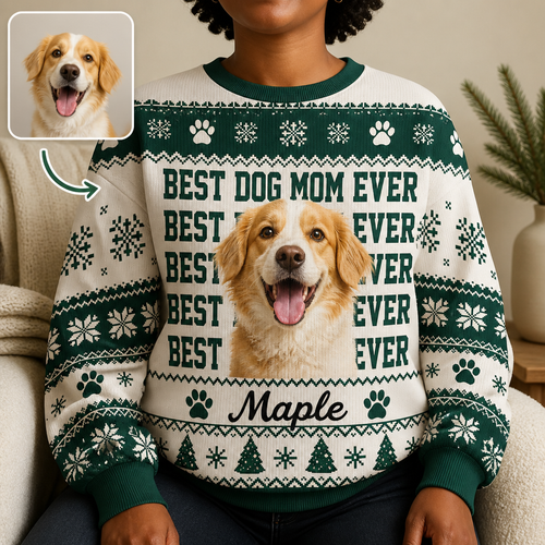 Best Dog Mom Ever – Personalized Photo Ugly Sweatshirt – Christmas Gift hero-6a9f7f536891185e947fbb3f.png