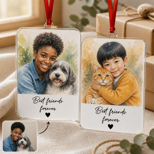 Best Friends Forever – Custom Kid & Pet Portrait Ornament from Photo hero-6aa0c8faea4a22da69badb7a.png