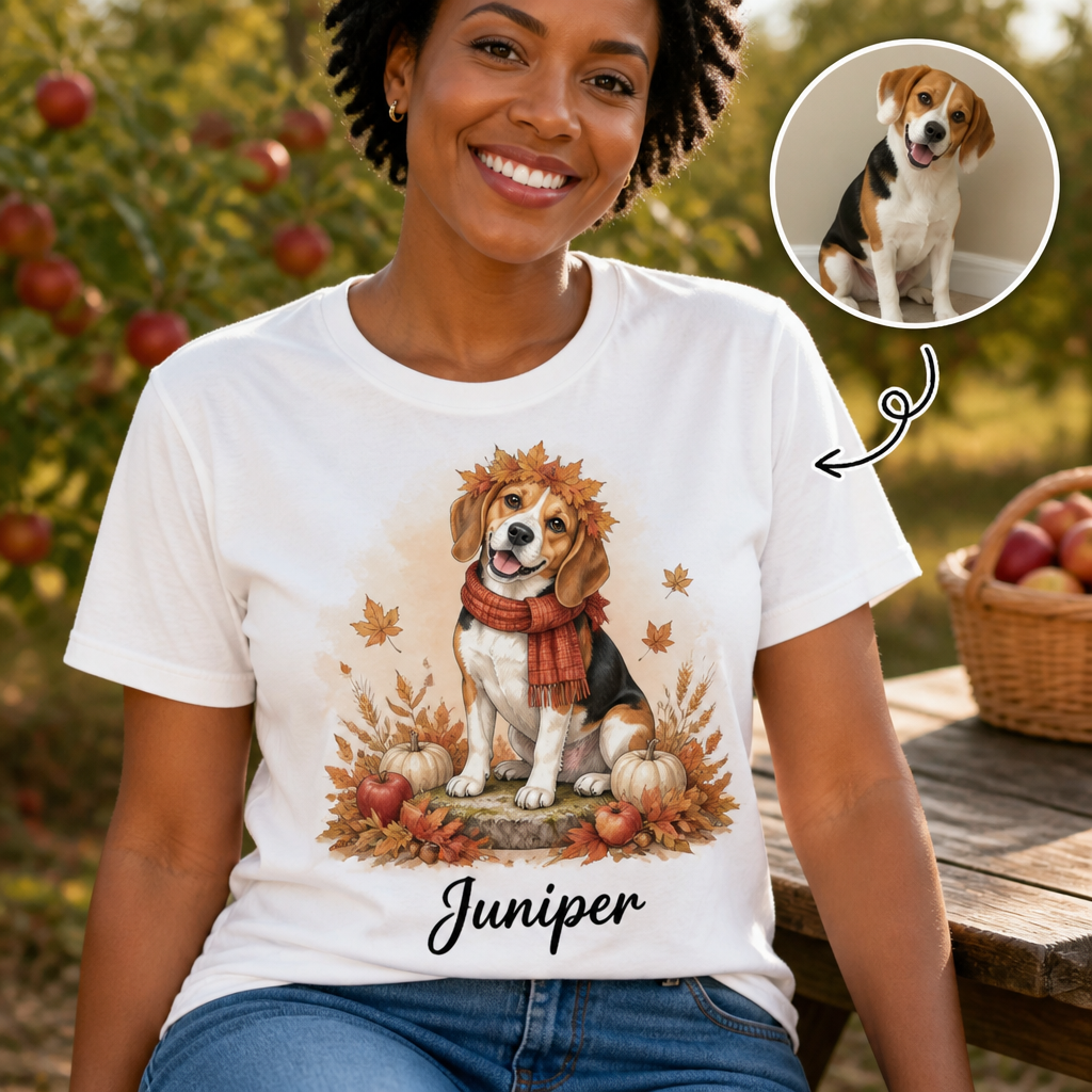 Custom Pet Portrait Shirt – Autumn Watercolor from Your Photo hero-6aa0cfdca7bbc4d46170803a.png