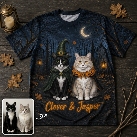 Custom Witch Cats All-Over Print Shirt – Your Cats in Halloween Costumes hero-6aa117e8274fb932452b9230.png