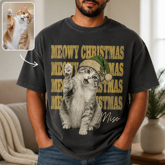 Meowy Christmas – Personalized Photo Comfort Color TShirt – Christmas Gift For Friends, Pet Lover hero-6aa7555355d01e9806a5d922.png