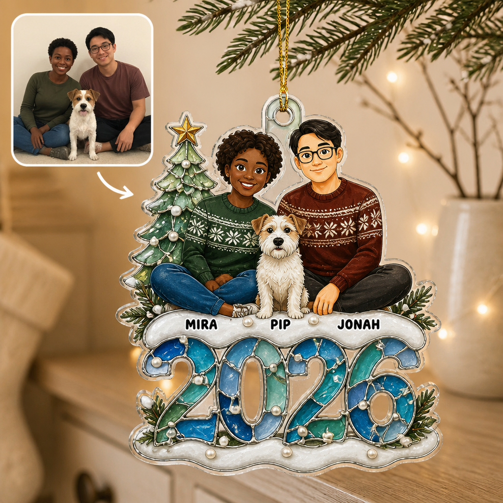 Personalized Couple & Pet 2026 Ornament – Custom Portraits & Names hero-6ab09c57ebeb7de2efe8e3a8.png