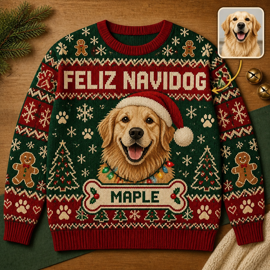 Feliz Navidog – Personalized Photo Ugly Sweatshirt – Christmas Gift hero-6ab345d97c4d05cf89987f36.png