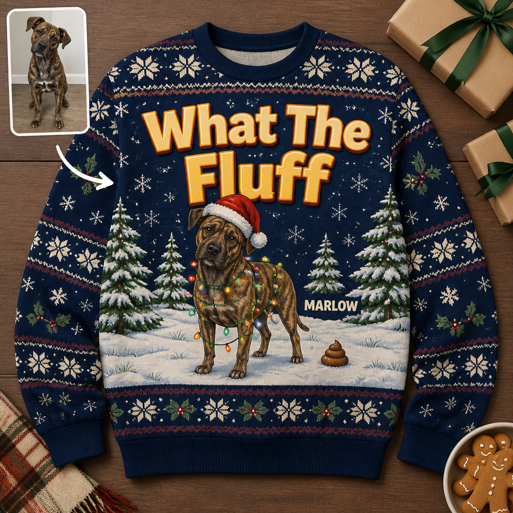 What The Fluff – Personalized Photo Ugly Sweatshirt – Christmas Gift hero-6ab34a452a7f15d1cd7ece1c.png