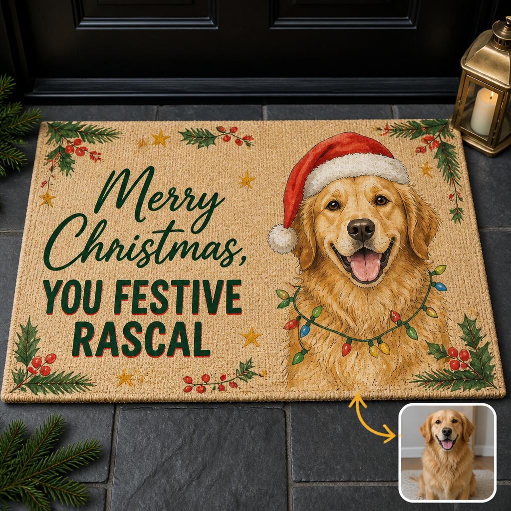 Merry Christmas, You Festive Rascal – Personalized Photo Doormat – Christmas Gift hero-6ab34b672a7f15d1cd7ece23.png