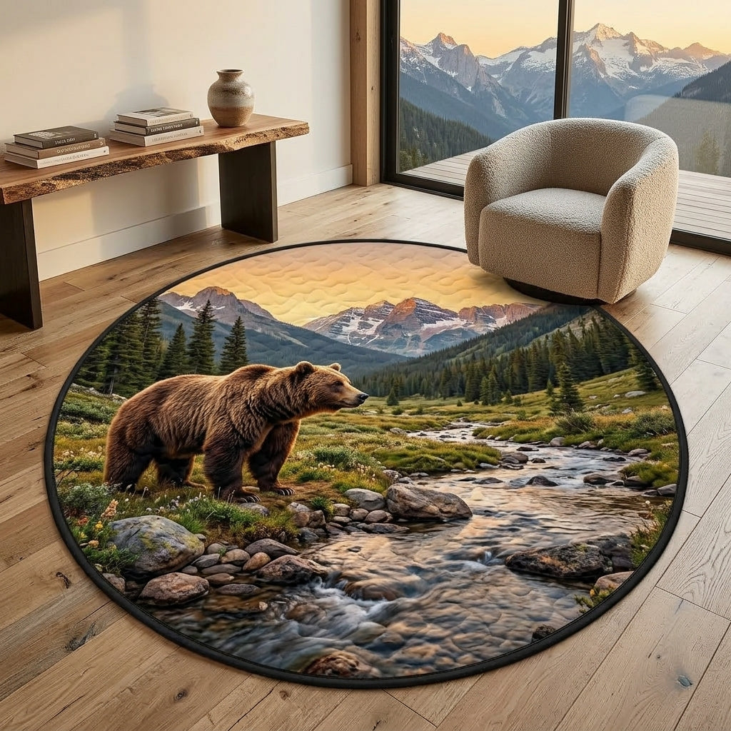 Grizzly Bear Quilted Carpet – Mountain Stream Wilderness Round Area Rug hero-6ab35754ff62c5d4acb35b24.jpg