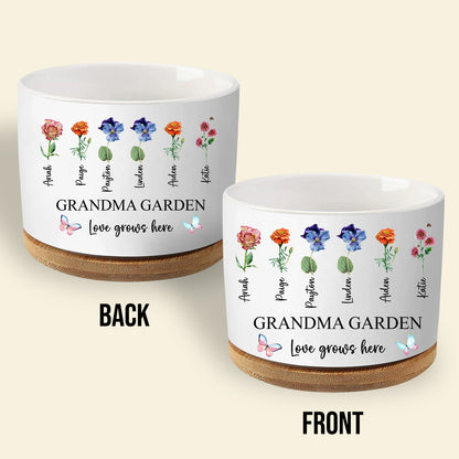 Personalized Grandma's Garden Outdoor Flower Pot With Grandkids Name and Birth Flower For Mother's Day hjhkjkjk.jpg