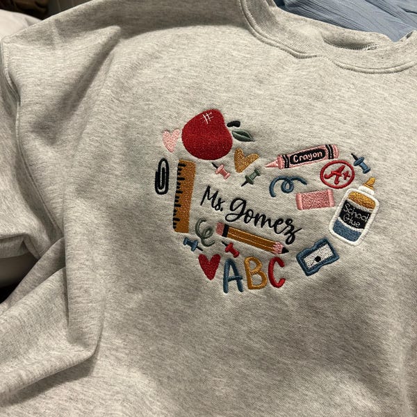 Embroidered 90s Vibe Teacher Sweatshirt - Embroidered Teacher Sweatshirt - Teacher Gift - Student Teacher Sweatshirt - DayCare Sweatshirt iap_600x600.6498097075_bwzncat2.jpg