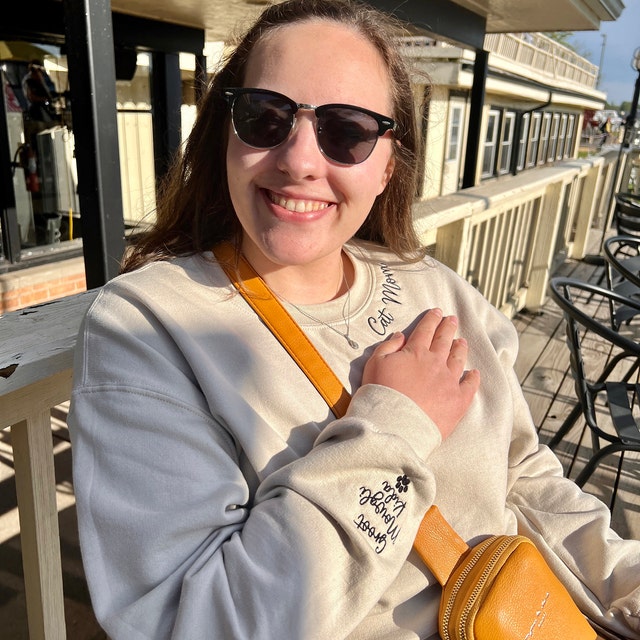 Cat Mom Embroidered Sweatshirt, Custom Mama Shirt With Pet Names, Cat Mom On Neckline, Paw On Sleeve, Gift For Cat Mom, Mother's Day Gift iap_640x640.5998319844_7zb7ah9f.jpg?v=1743397328
