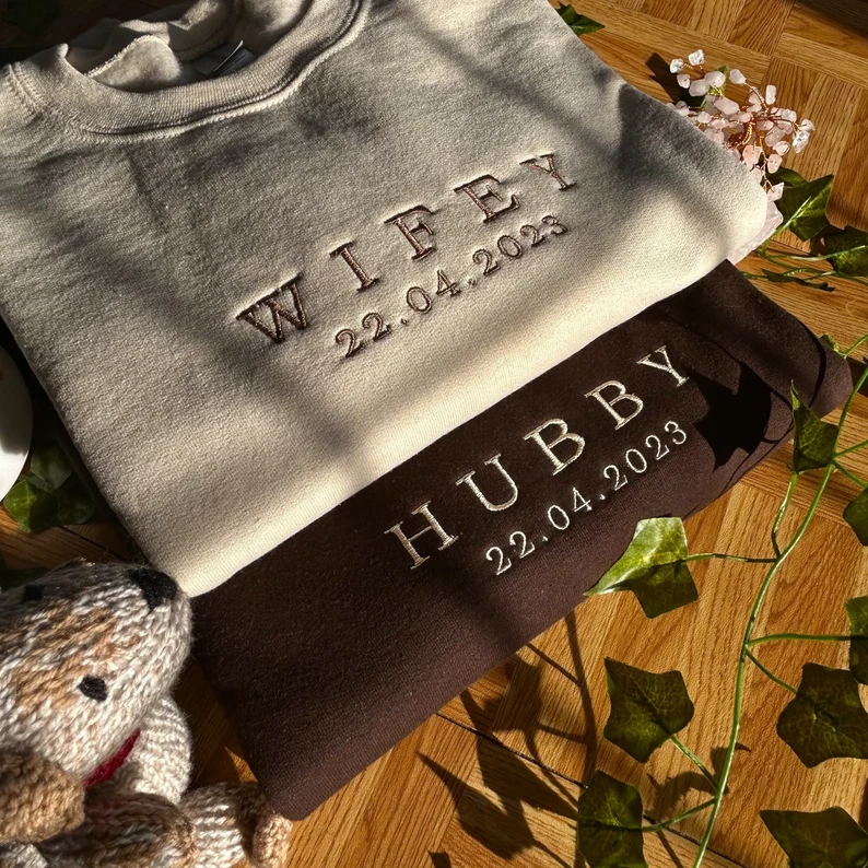 Custom Year Wifey Hubby Embroidered Valentine Sweatshirt Matching Couples Jumper Trendy Girlfriend Gift Unisex Wedding Gift Husband Crewneck il-794xn-4547255198-mgxe.png?v=1690944546