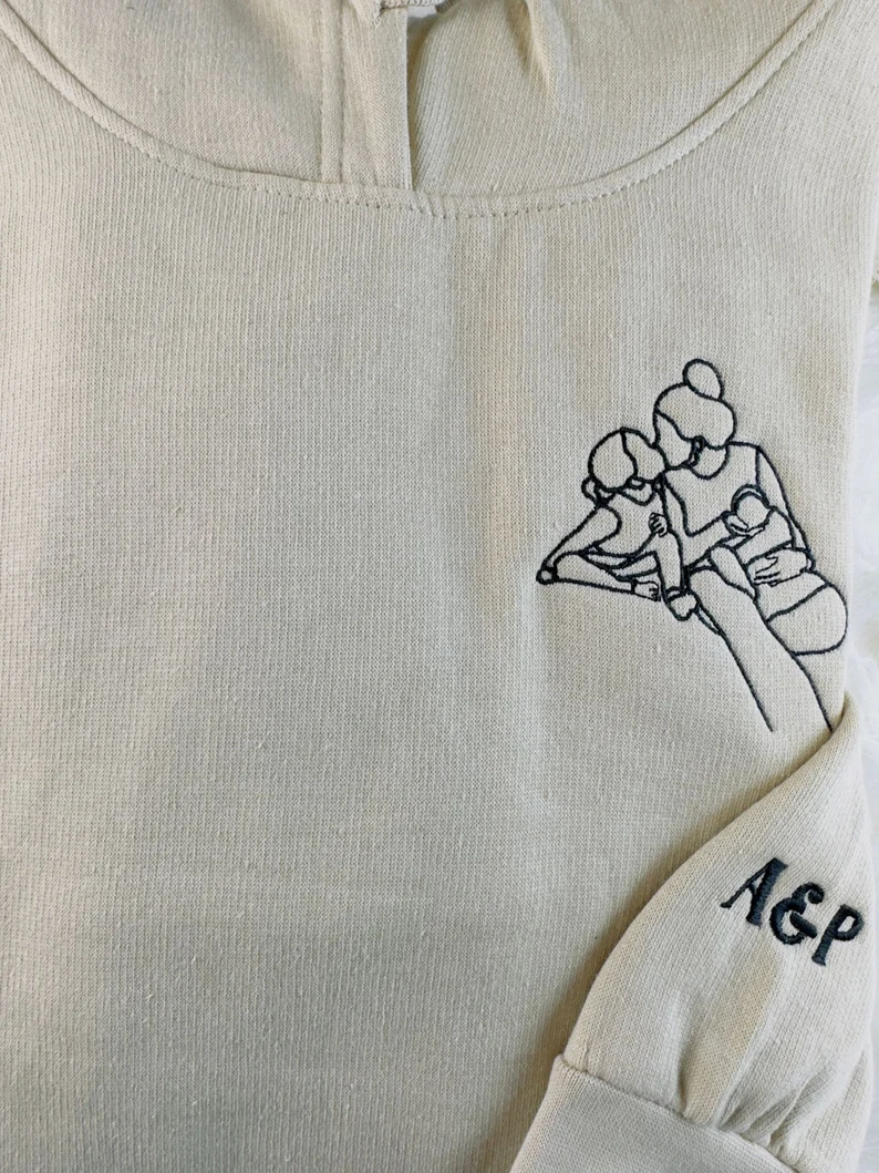 Custom Photo Embroidered Hoodie, Personalised Couple Sketch from Photo Unisex Hoodie, 1st Anniversary Special Date Initial Matching Jumper il-794xn-4835384976-tksh.png?v=1743397473