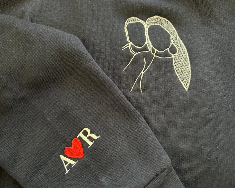 Custom Photo Embroidered Hoodie, Personalised Couple Sketch from Photo Unisex Hoodie, 1st Anniversary Special Date Initial Matching Jumper il-794xn-4835384990-qtvk.png?v=1743397473