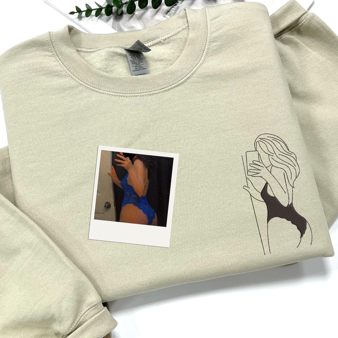 Custom Embroidered Spicy Portrait Sweatshirt Using Your Photo, Personalized Outline Portrait Shirt For Boyfriend Husband, Anniversary Gift il_1140xN.6361982120_1w50.jpg