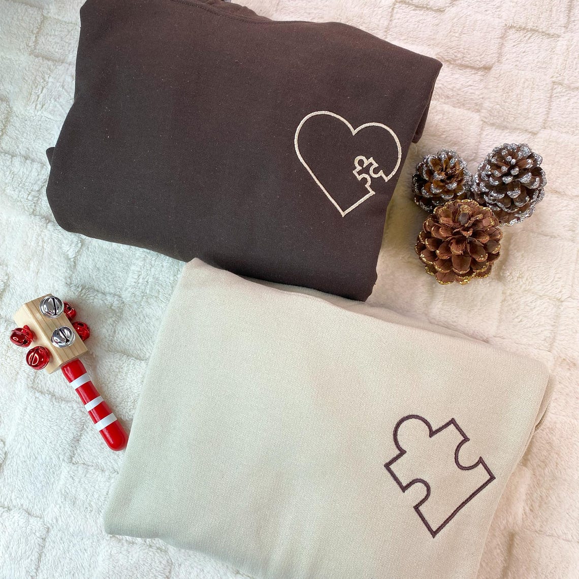 Couples Hoodies Matching Embroidered You Complete Me Heart Puzzle, His and Her Sweatshirt, Custom Initials Sleeve, Personalized Anniversary il_1140xN.6516404391_2nw8.jpg