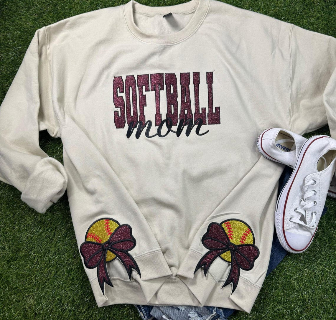 Softball Mom Glitter Embroidered Sweatshirt with Side Bows Personalized Sweatshirt For Mom , Mom Shirt for sport mom Mother's day gift il_1140xN.6570965188_cirr.jpg