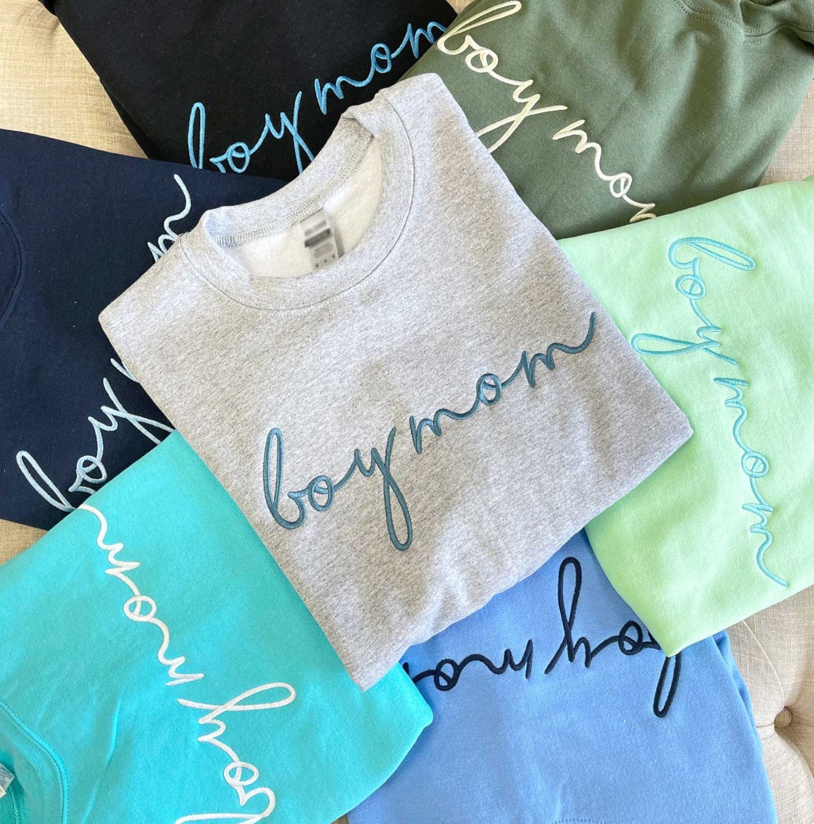 Boy Mom Embroidered Sweatshirt - Unisex Crewneck Pullover for Busy and Comfy Mom Life | Mother's Day Gift il_1588xN.2898032569_2gul.jpg
